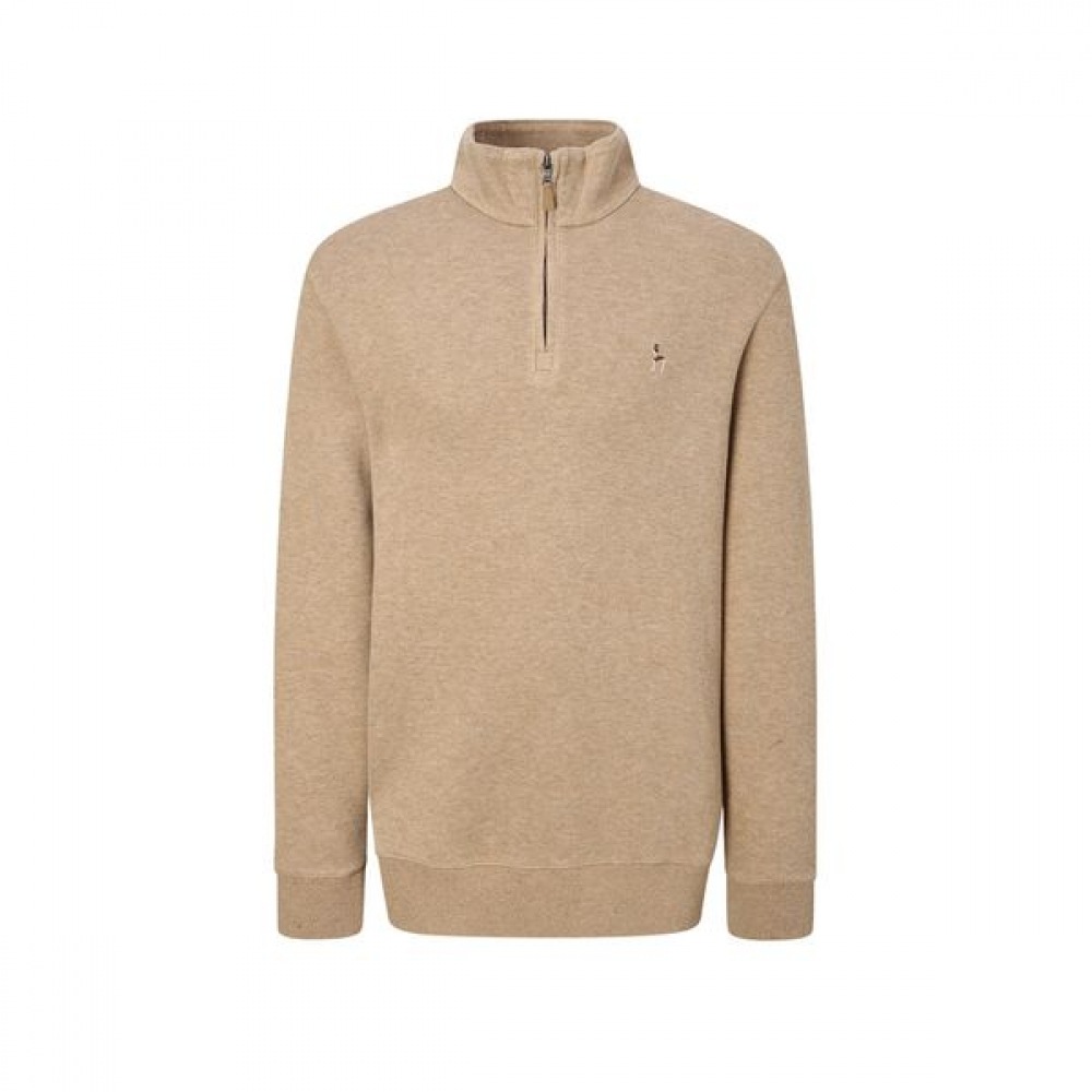 [ヘッジス] 24FW ベージュメランジコットンハーフジップアップ T シャツ WHTS4D401I2