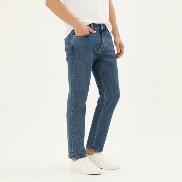 メンズスタンダードフィットデニムパンツ インディゴミディアム