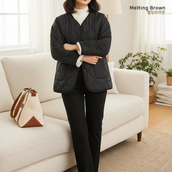 女性用ファー裏地ノーカラージャケット GM25