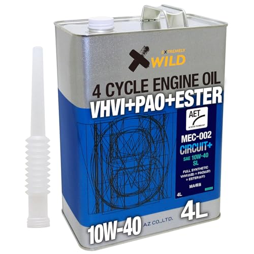 AZ(エーゼット) バイク用 4サイクル エンジンオイル MEC-002 サーキット プラス AET 10W-40 4L 100%化学合成油 エステル配合 2輪用 EG414