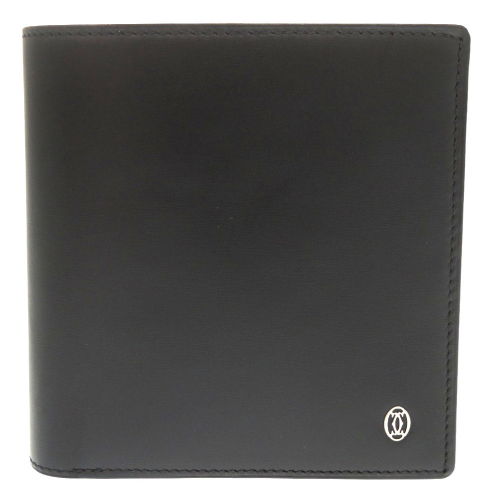 美品 パシャ L3000137 二つ折り財布 レザー ブラック 0468【中古】 メンズ