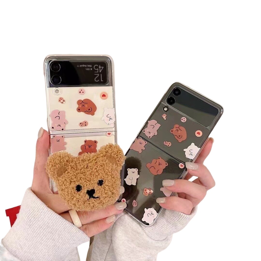 【激安大特価！】 GALAXY電話ケースIns個性熊はサムスンzflip3携帯ケースを適用している GALAXY ケース