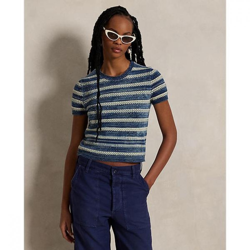 ポロラルフローレンレディースストライプコットンショートスリーブセーター (WMPOSWENC021231999)