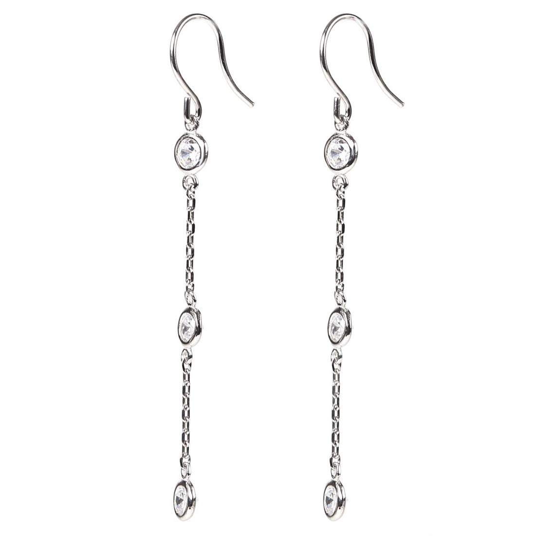 PLUSTER ロング ピアス ゴールド (最高級 H&C ジルコニア) シルバー925 純銀製 金属アレルギー対応 シンプル (ギフトボックスセット)/ レディース メンズ ジュエリー アクセサリー