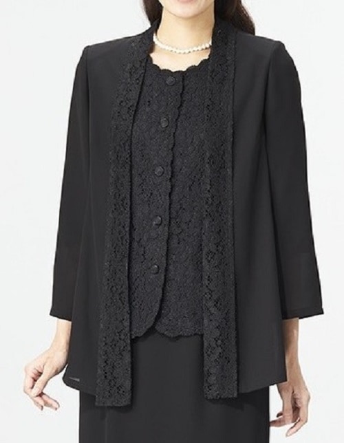 喪服 レディース ブラックフォーマル 礼服 フォーマル羽織もの ジャケット 単品 丈長め 7022