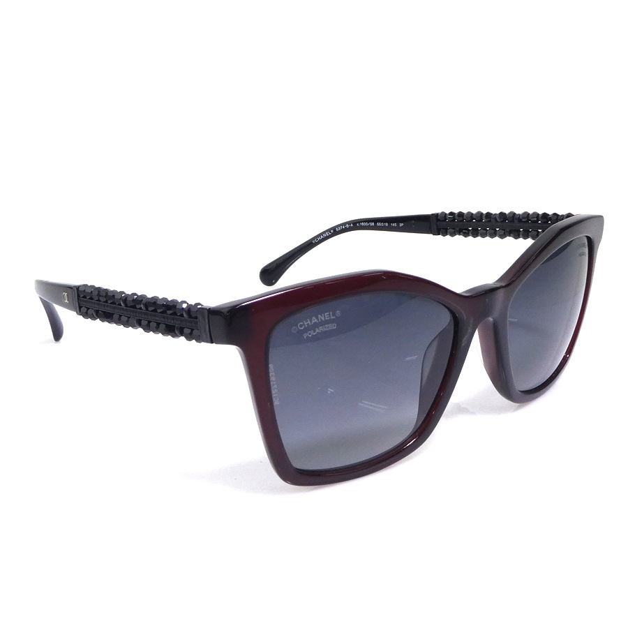 シャネル CHANEL サングラス プラスチック/ビーズ ブラウン×ブラック レディース r11065a