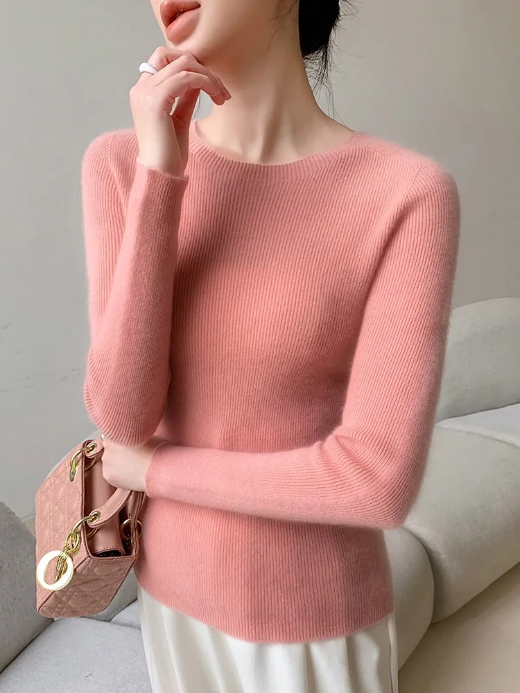 女性用カシミヤセーター,長袖,ラウンドネック,ニット生地,スリムでファッショナブル,エレガントでスリム,100% ウール - 200000345 6,717円