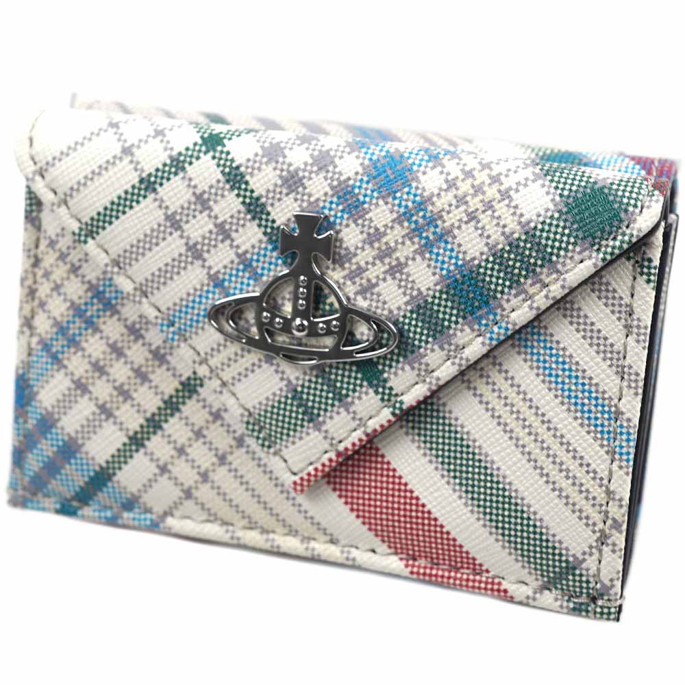 ヴィヴィアンウエストウッド 財布 ミニ財布 三つ折り財布 レデイース Small Wallet SAFFIANO ENV BILLFOLD PKT MADRAS CHECK Vivienne West