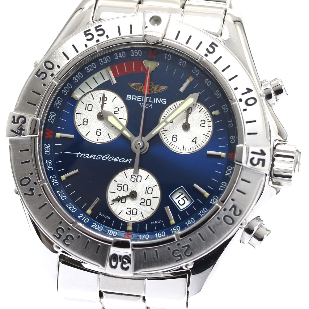 訳あり ブライトリング BREITLING A53040.1 トランスオーシャン デイト クロノグラフ クォーツ メンズ _885343【中古】