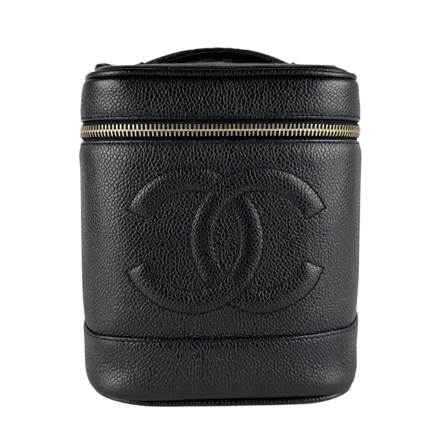 シャネル CHANEL ハンドバッグ バニティバッグ キャビアスキンレザー ブラック レディース z9507