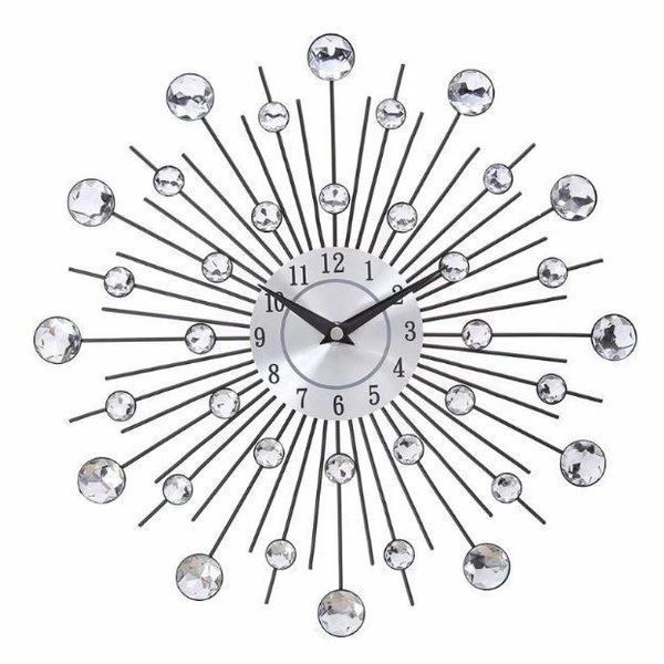 アナログ壁時計/大型壁掛け時計/直径33cm/シルバー/クリスタル//クロック/リビング/オフィス/インテリア/新築/お祝い