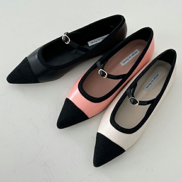バレエシューズ パンプス キャップトゥ ポインテッドトゥ レディース 黒 ピンク アイボリー