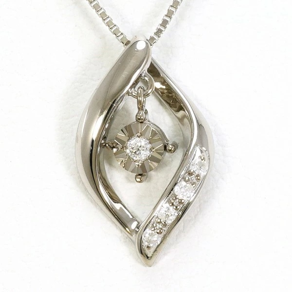 K10 10金 WG ホワイトゴールド ネックレス ダイヤ 約41cm ジュエリー 中古