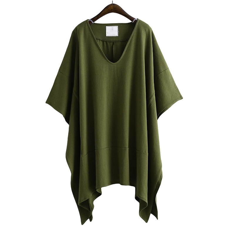 トップス カットソー プルオーバー 半袖 深Vネック ミディアム丈 かわいい 大人可愛い きれいめ シンプル 上品 おしゃれ かっこいい カジュアル レトロ ラフ ルーズ こなれ感 個性的 主役級 4,990円