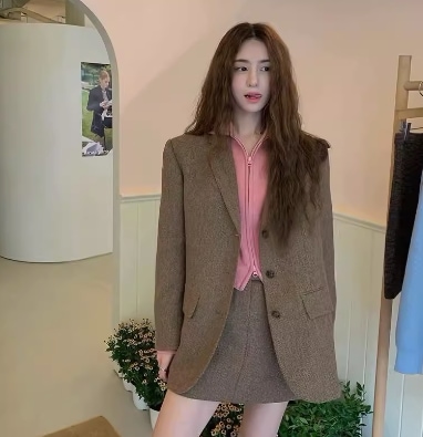 レディース トップス ジャケット スーツ Iライン ポケット ボタン ツイード 大人可愛い カジュアル 上品 おしゃれ かっこいい レトロ こなれ感 ラフ ボーイッシュ スポーティー ガーリー ルーズ