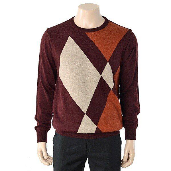 YJ2WCD451_変形アーガイルクルーネックプルオーバー