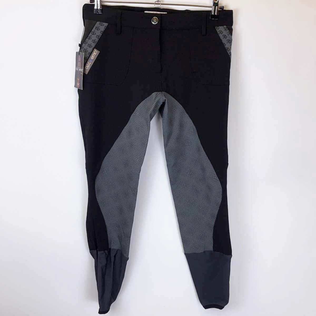 【中古・未使用品】Accademia Italiana アカデミアイタリアーナ キュロット パンツ ダブル パワーグリップ 44 ブラック レディース 乗馬ズボン 馬術