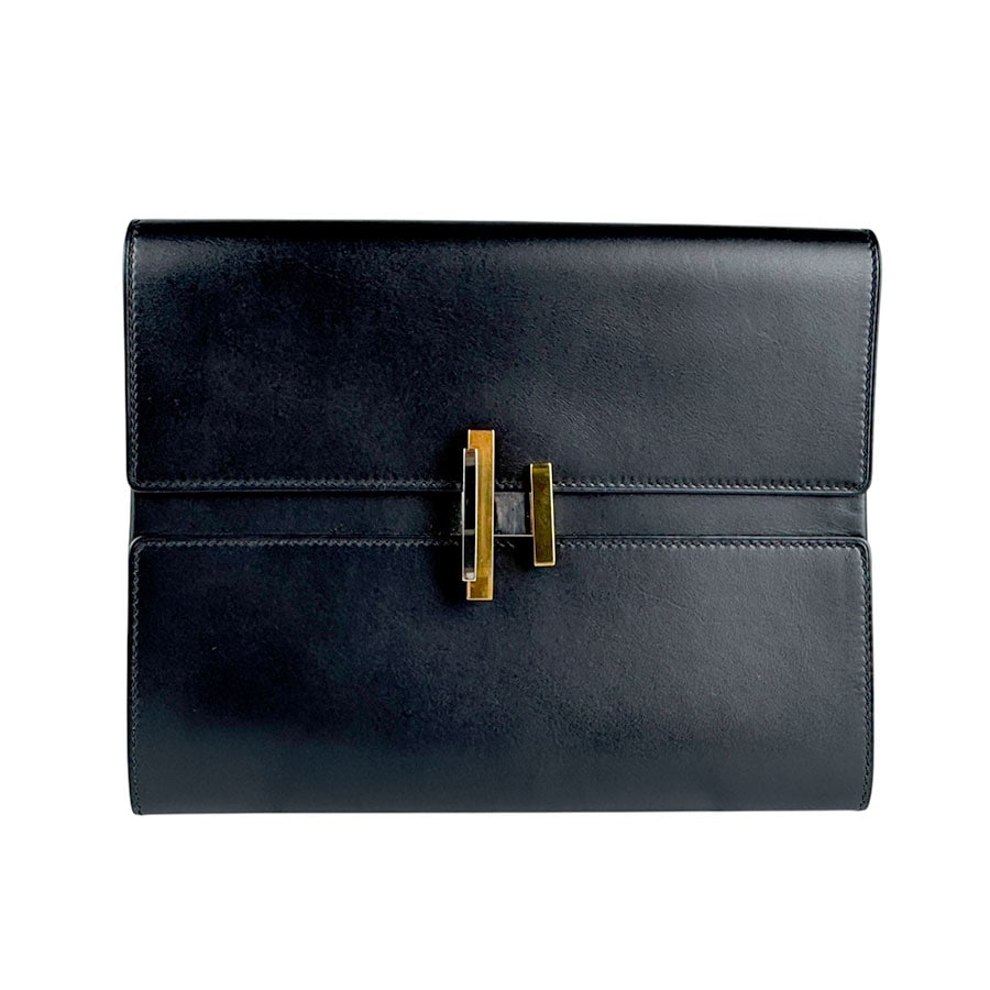 エルメス HERMES クラッチバッグ シネティック/タデラクト ブラック ゴールド×シルバー ユニセックス z6597