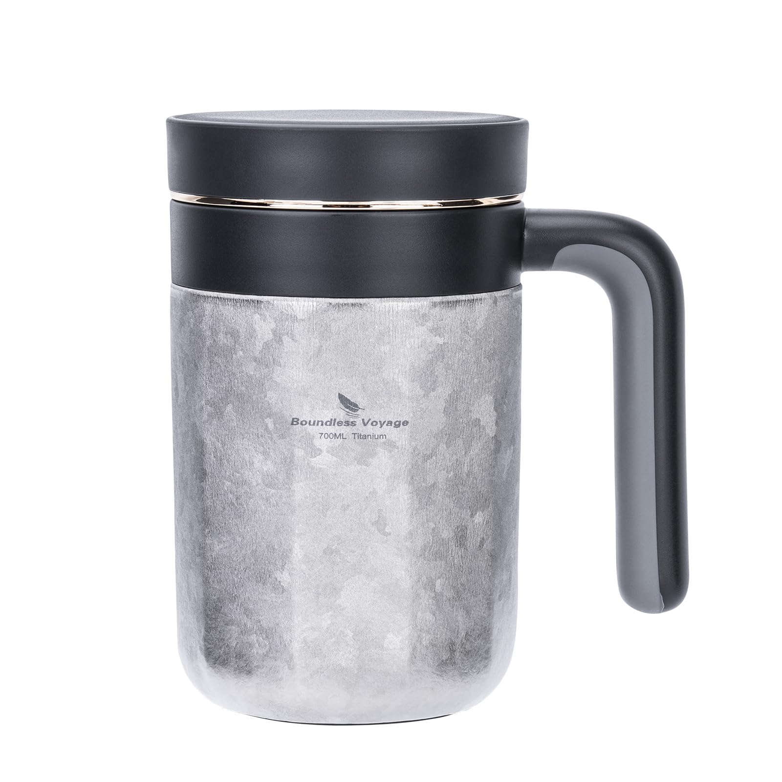 Boundless Voyage チタン 真空断熱マグカップ 茶こし 蓋付き タンブラー 大容量 700ml 保温保冷カップ おしゃれ プレゼント 誕生日 父の日 父親 男性 ギフト プレゼント Ti