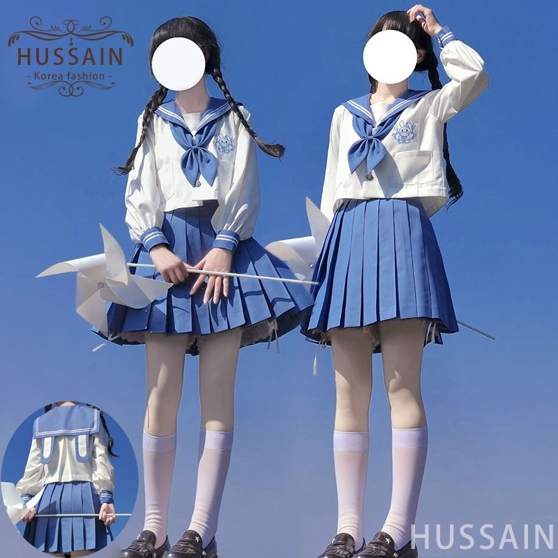 ゆるかわ ストリート 3点セット うさ耳付きセーラー服 韓国 制服 夢かわ地雷