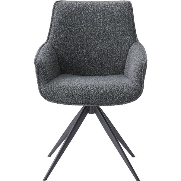 回転アームチェア ダークグレー （約W56.5×D64×H85.5×SH48cm） 組立式