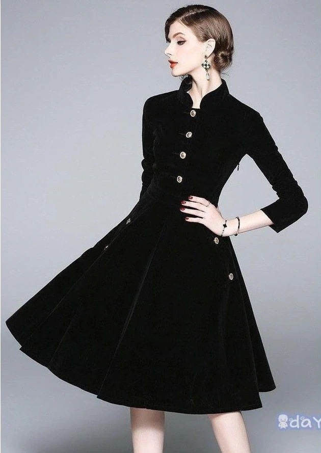 パーティードレス 結婚式 40代 20代 ロング丈 袖あり 長袖 秋冬 韓国風 大きいサイズ フォーマルドレス 立ち襟 無地 お呼ばれ 二次会 披露宴 謝恩会 上品 着痩せ