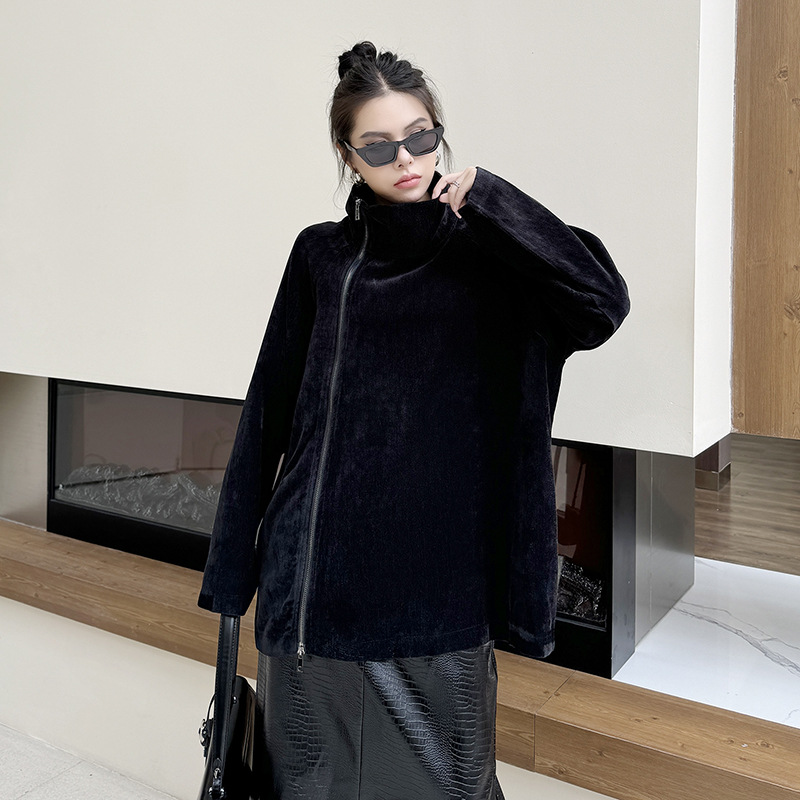 【J.Fashion】 2024秋冬新品 タートルネック ジャケット ファスナー トレーナー パーカー ハイネック ジャケット アウター メガ割