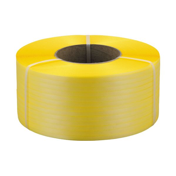 （まとめ）TANOSEE PPバンド 自動梱包機用15mm×3000m 黄 1巻(×3セット)