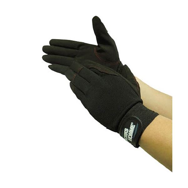 (まとめ) ユニワールド WORKS HOMME 人工皮革手袋 背抜き ブラック LL 3750-BK-LL 1双 (×5セット)