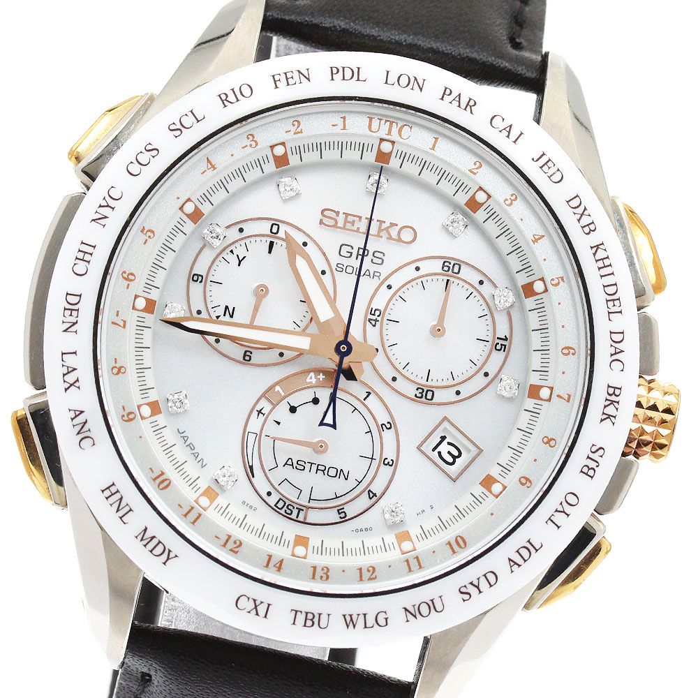 セイコー SEIKO 8X82-0AE0/SBXB021 アストロン リゾート1000本限定 10Pダイヤ ソーラー電波 メンズ _954228【中古】