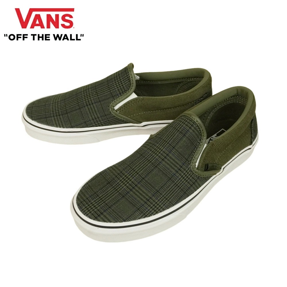 バンズ VANS ヴァンズ【箱無し】CLASSIC SLIP ON スリッポン スリップオンチェック柄 オリーブ カーキ ホワイト 白（SUITING) GRA 7,642円