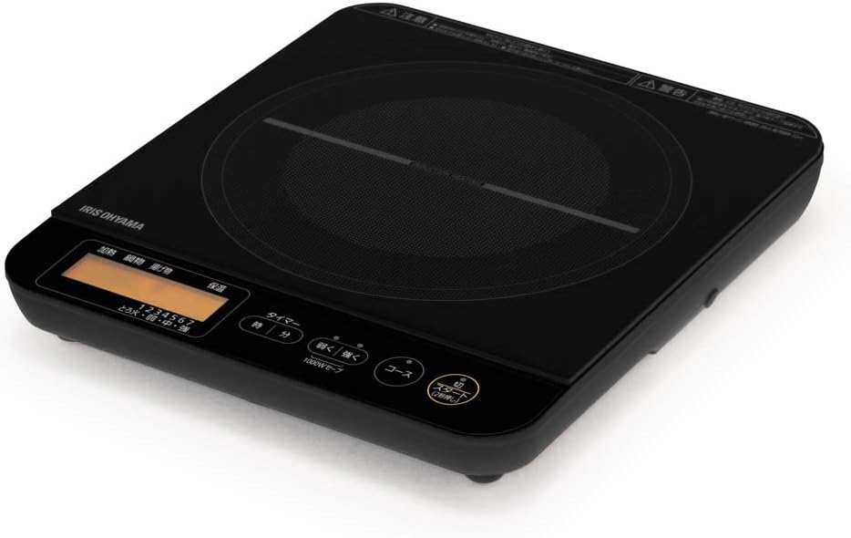 1口 液晶付き 1400W 吹きこぼれ防止 自動温度調整 IHコンロ 卓上 7段階火力調整 ブラック