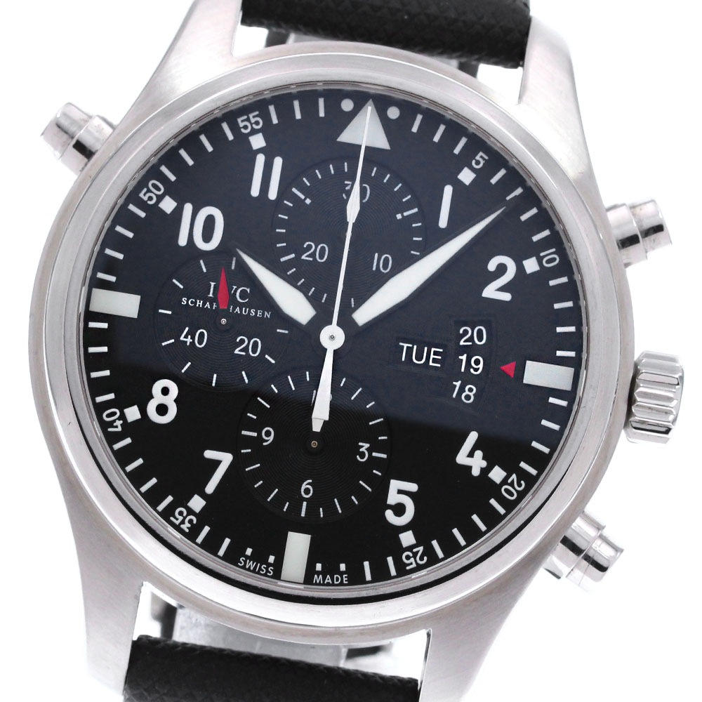 IWC SCHAFFHAUSEN IW377801 パイロットウォッチ ダブルクロノグラフ デイデイト 自動巻き メンズ 良品 _845649【中古】