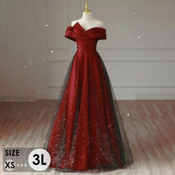 「赤字覚悟セ ール品」ドレス 大人 ピアノ 発表会 ロングドレス ミモレ丈 大きいサイズ 小さいサイズ オフショルダー 袖付き 半袖 演奏会 結婚式 母親 演奏会用ドレス ロング 黒 披露宴 レディー 7,467円