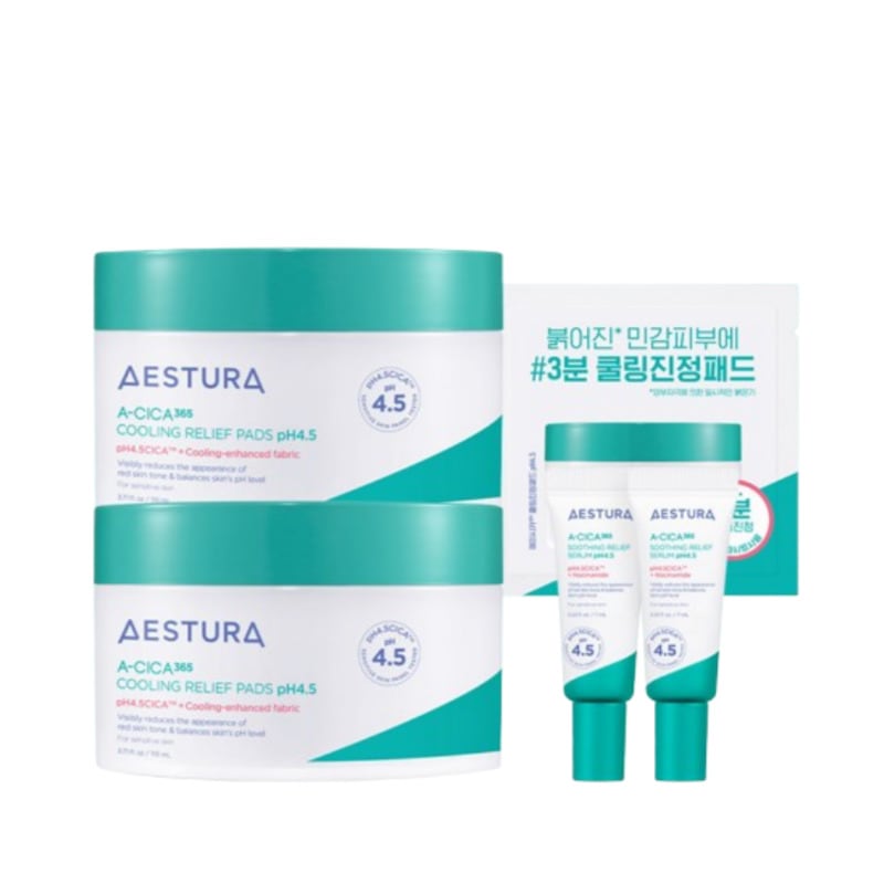 【大容量】NEW エイシカ365 クーリング鎮静パッド pH4.5 110ml（60枚）×2個(+セラム7ml×2,クリーム10ml×1）