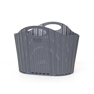 他サイト： セイエイ(Seiei) 【 折りたためる ランドリー バスケット ラタン調 グレー (大) 120415】ランドリーバスケット ランドリー収納 洗濯カゴ 洗濯物収納 物干しの商品画像