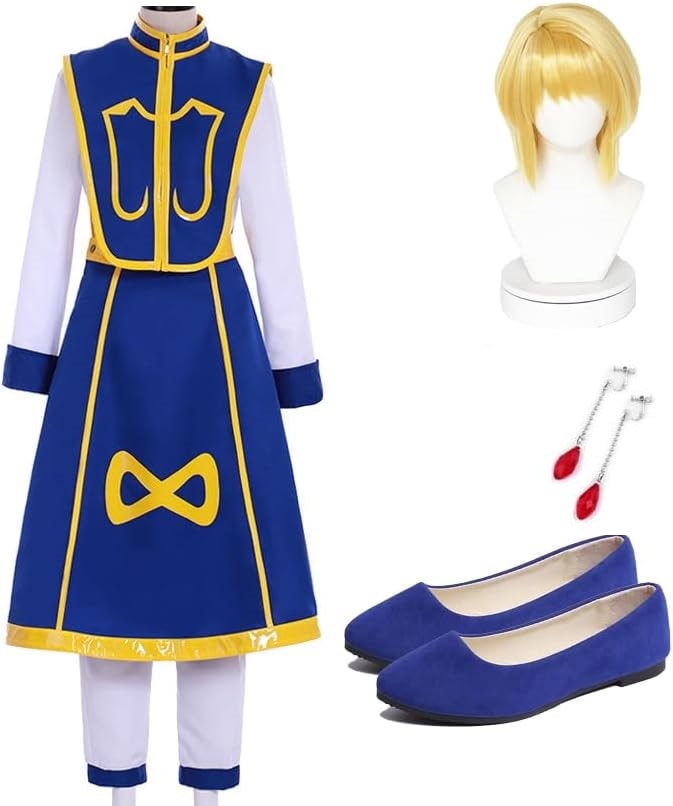 HUNTER×HUNTER Kurapika クラピカ 風 コスプレ衣装 +ウイッグ+靴+イヤリング 変装 仮装 忘年会