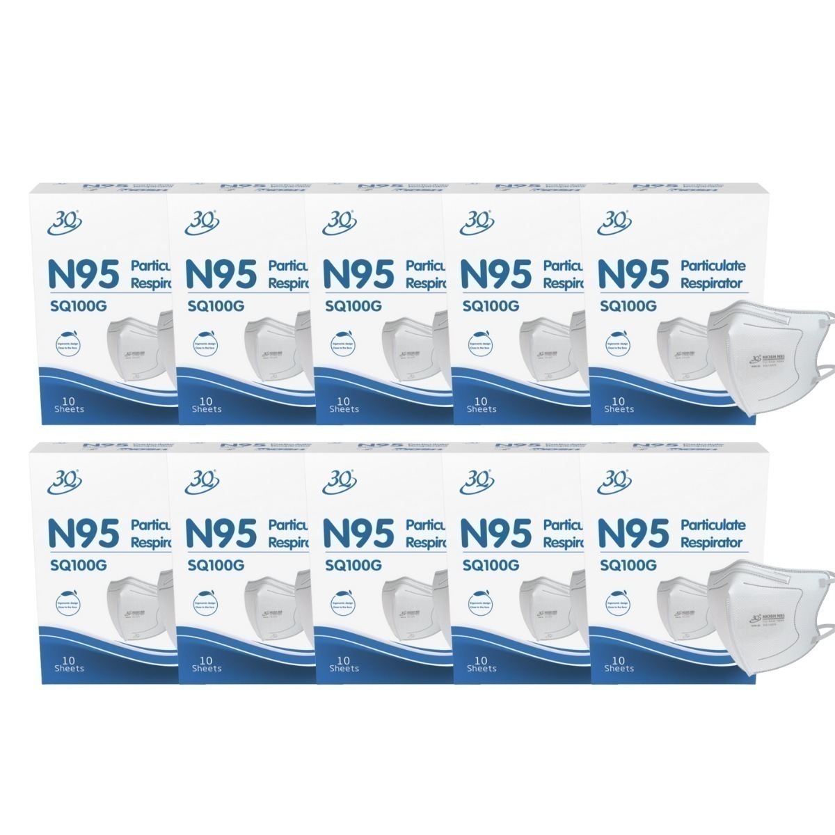 メガ割 N95 マスク 医療用 個包装 100枚 頭掛け 不織布 NIOSH 調整可能 立体 クーメディカルジャパン