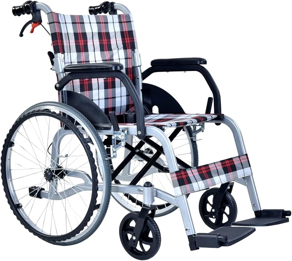 車椅子 自走式 アルミ製 折りたたみ 車イス 軽量車椅子 MDM(格子)
