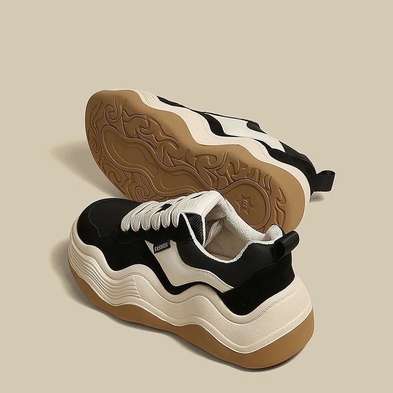 厚底シューズ 韓国ファッション 英伦風 厚底靴 カジュアル コントラストカラー 運動靴 百掛け 高級感 快適 滑り止め スニーカー 質感 運動 厚底スニーカー