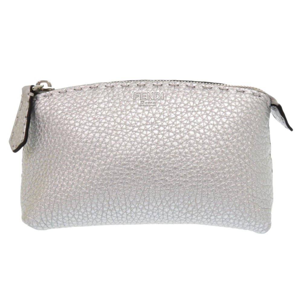 美品 セレリア 8N0114-5QG ポーチ レザー シルバー 1150【中古】 レディース