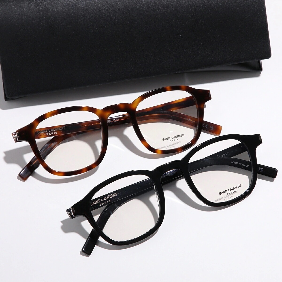 SAINT LAURENT サンローラン メガネ SL 549 SLIM OPT メンズ ウェリントン型 フルリム セルフレーム ロゴ めがね 眼鏡