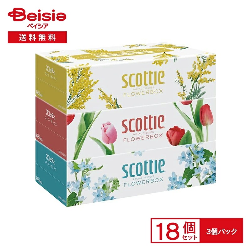 日本製紙クレシア スコッティ フラワーBOX 250W 3P×18個セット