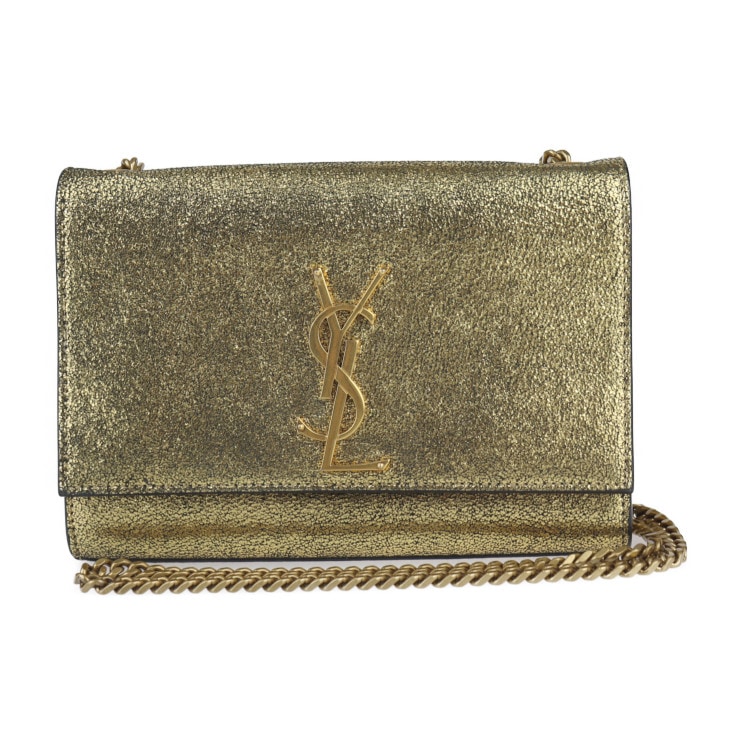 ケイト スモール・チェーンショルダー ショルダーバッグ 469390 レザー ゴールド ブラック YSL ロゴ【本物保証】
