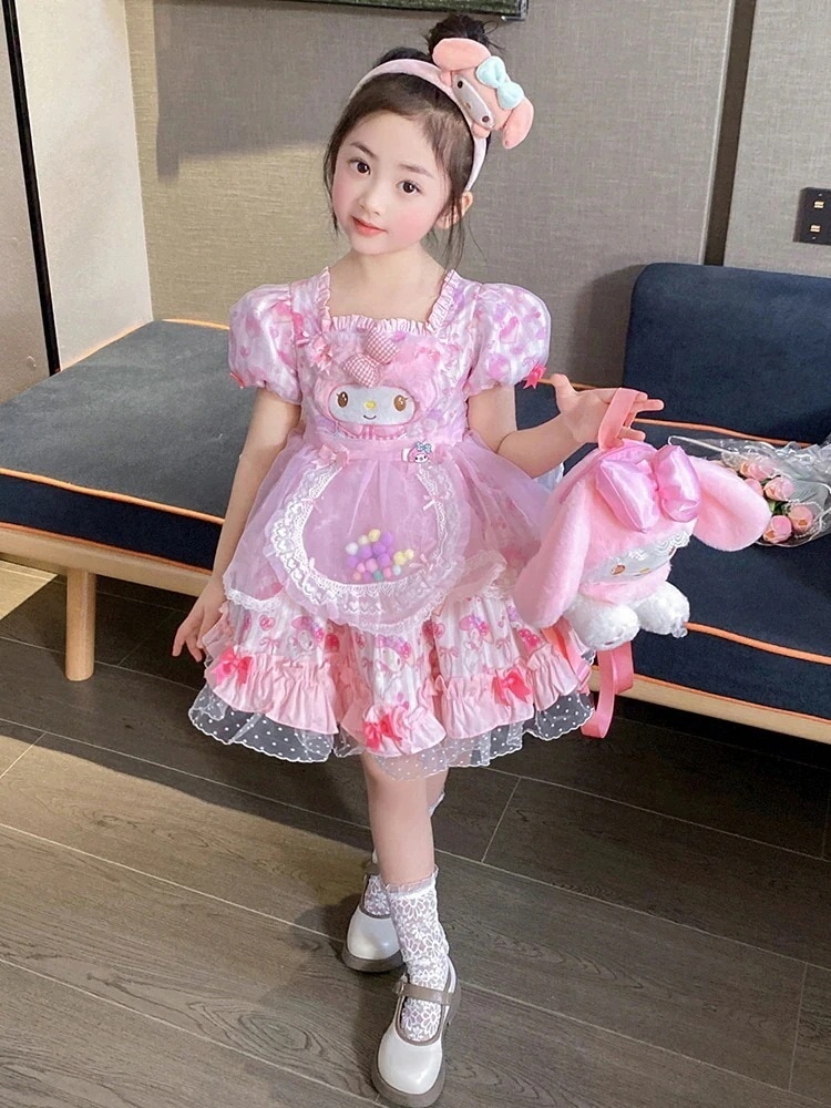 サンリオ新型 キャラクター 春夏 キッズtシャツ 上下2点セット 半袖Tシャツ 子供服 韓国ファッション ハローキティ シナモロール クロミちゃんマイメロワンピース34子供の日