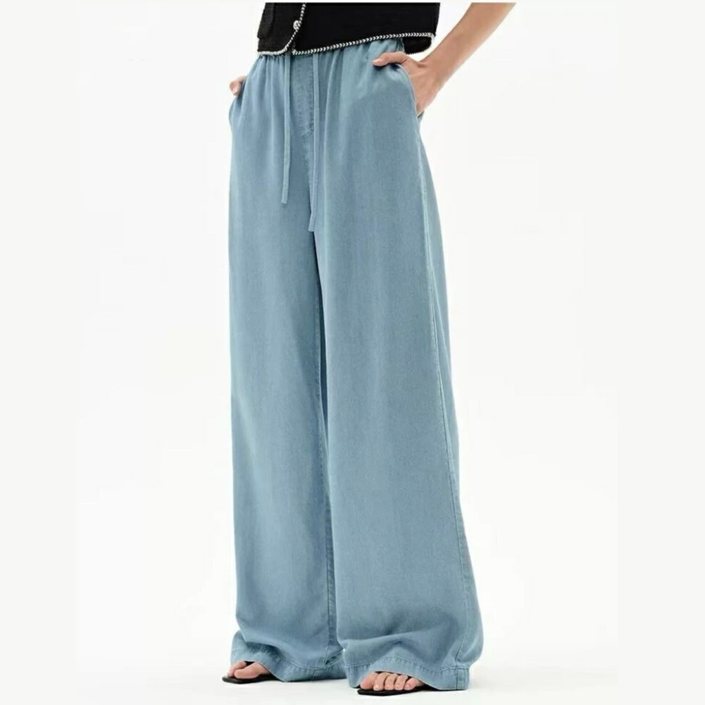 迅速な配達スーパーSALE限定デニム ワイドパンツ きれいめ ジーンズ 体型カバー 柔らか ゴムウエスト イージーパンツ ボトムス デニムパンツ ズボン スタイルアップ ロングスパンツ 10分丈 美脚