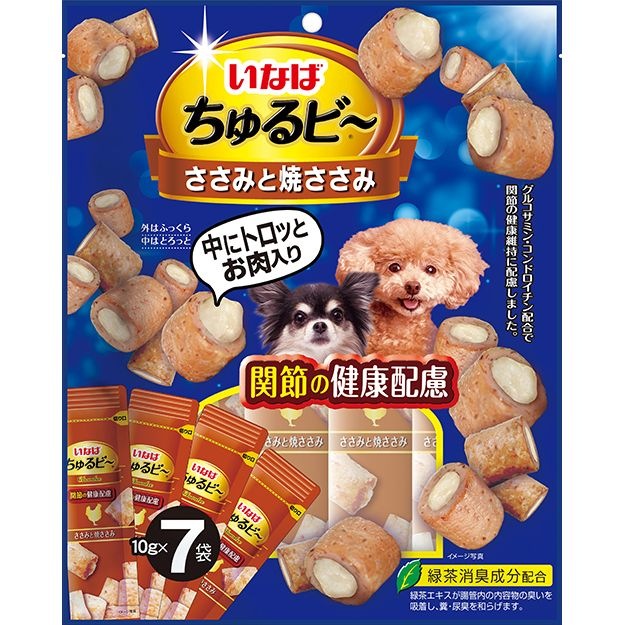 （まとめ買い）ちゅるビ ささみと焼ささみ 関節の健康配慮 10gx7袋 犬用おやつ [x10]