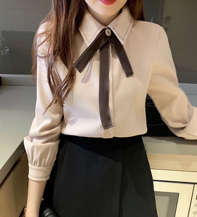 デート モテアイテム シャツ ブラウス 長袖 リボン ベロア 可愛い きれいめ 上品 おしゃれ かっこいい 可愛い ラブリー キュート ガーリー クール モード系 セクシー エレガント 存在感