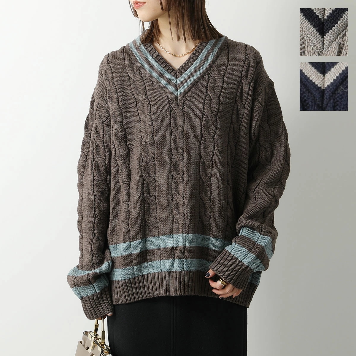 Oldderby Knitwear オールドダービーニットウェア セーター JM1001 レディース ニット ウール 長袖 Vネック ケーブル編み カラー2色 11,045円
