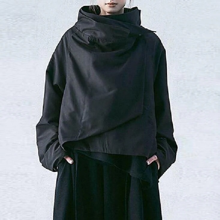 【輝いて超人気】コーディネート自在無地スタンドネック不規則スウェット